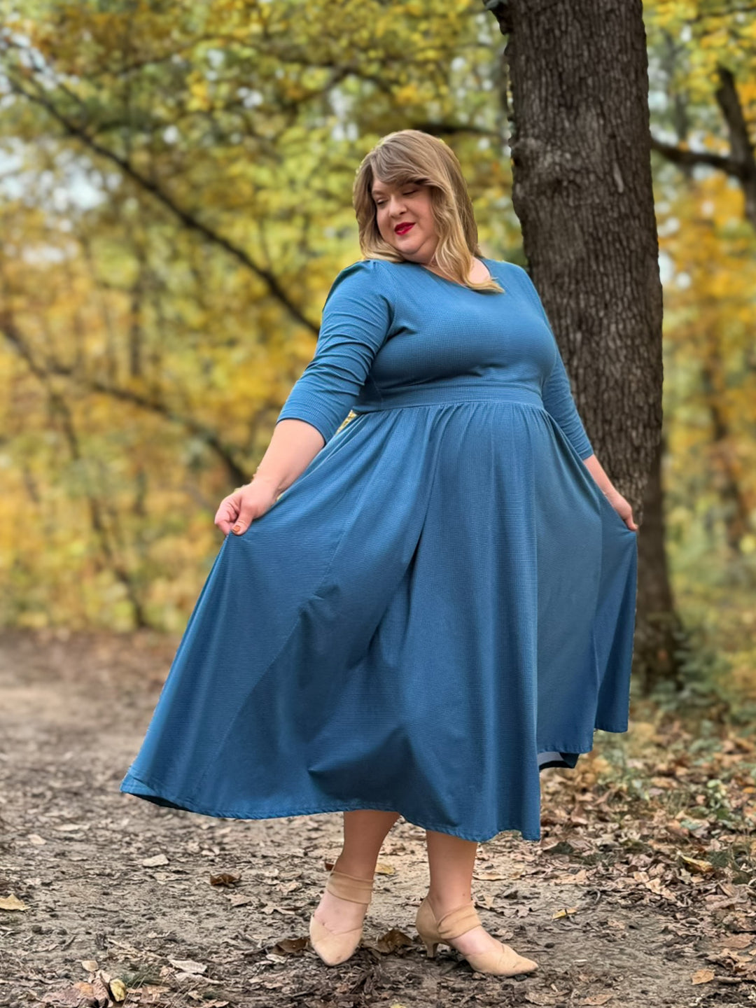 Indigo Lattice ~ Faye Dress for Women - gallery