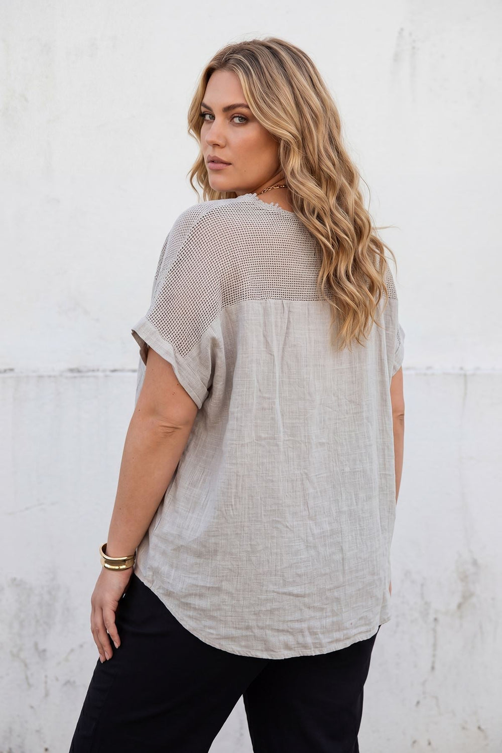 Floral Lace Trim Pattern Tunic Cotton Top — gallery