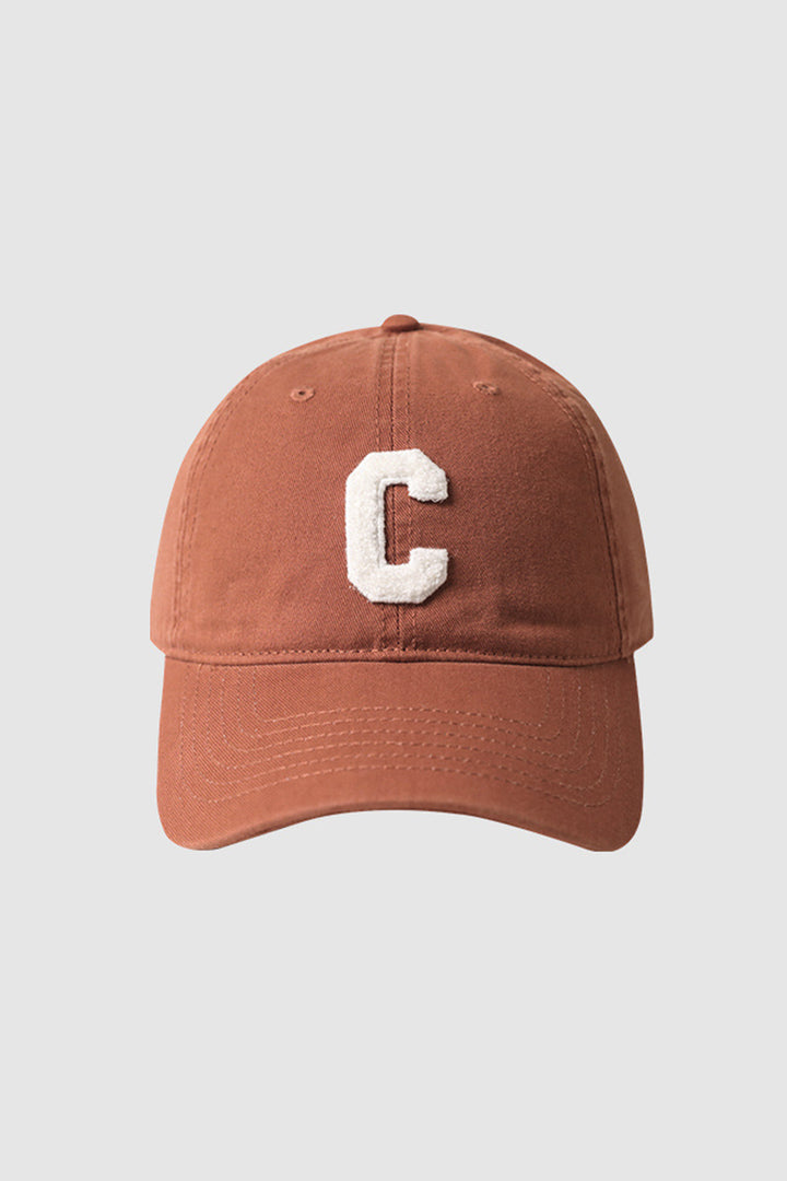 Structured Cotton Baseball Cap with Embroidered Letter C