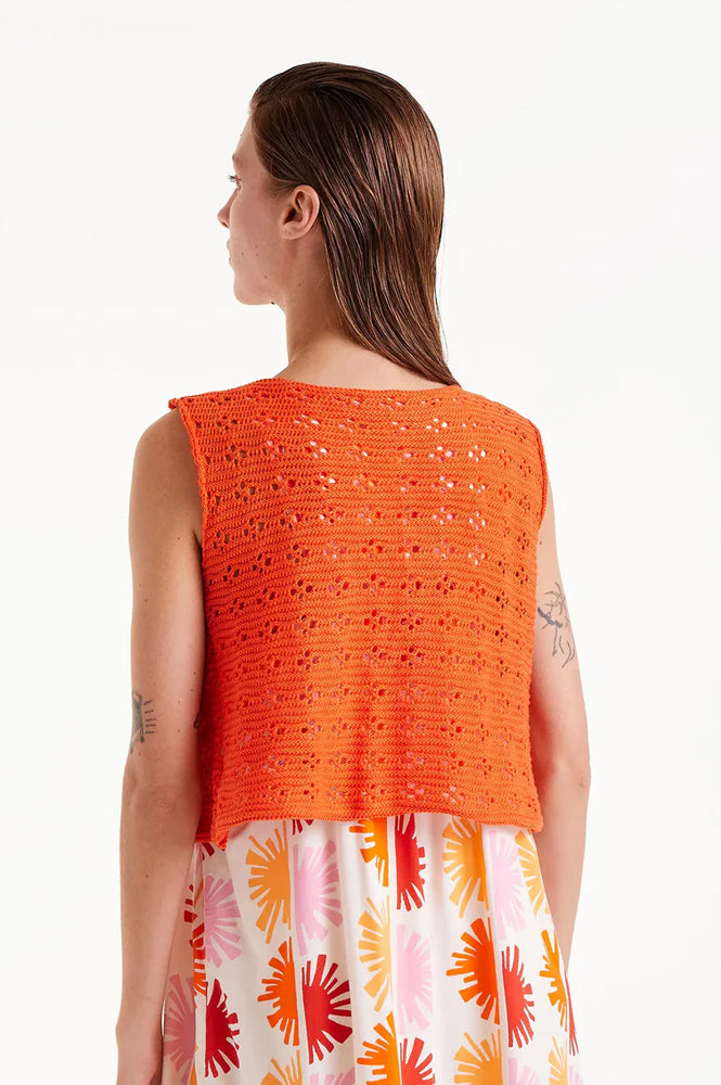Orange Knit Bow Top for Women - gallery