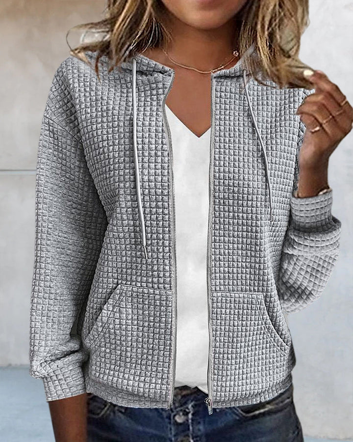 Women's Hooded Zip-Up Cardigan for Layering in Autumn