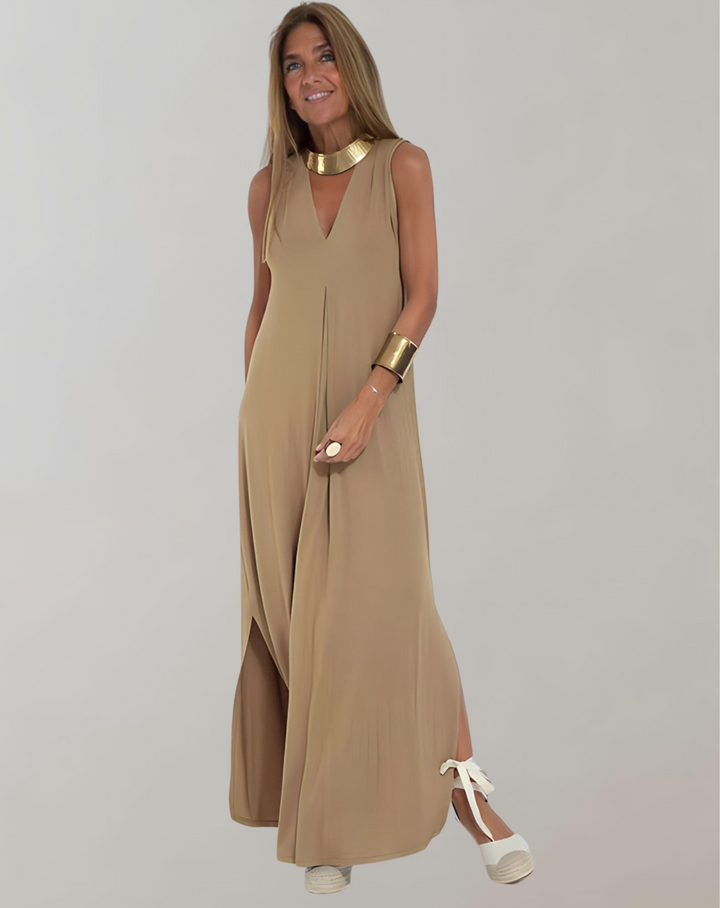 V-Neck Shift Dress in a Clean Straight-Through Cut
