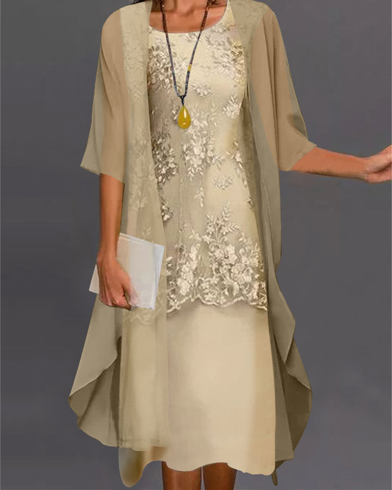 Two-Piece Chiffon Set with Smocked Bodice