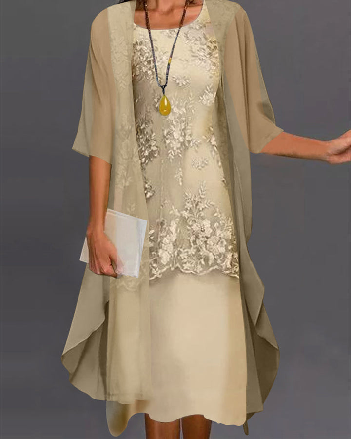Two-Piece Chiffon Set with Smocked Bodice