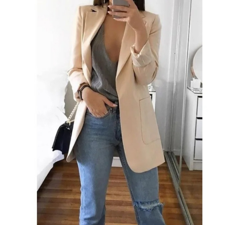 Printed Double-Breasted Blazer for Smart Office Dressing
