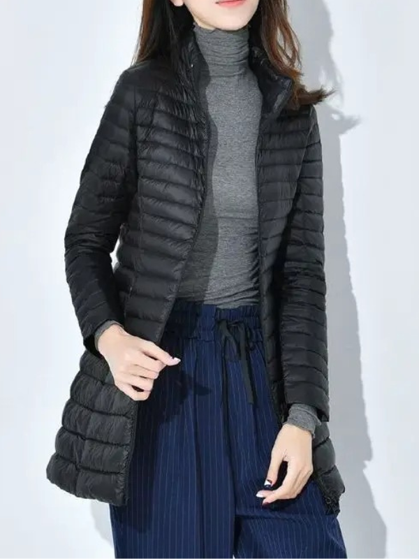 Lightweight Down Jacket with a Fitted Long Line
