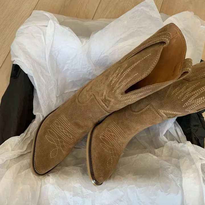 Retro Embroidered Ankle Boots in Western Style