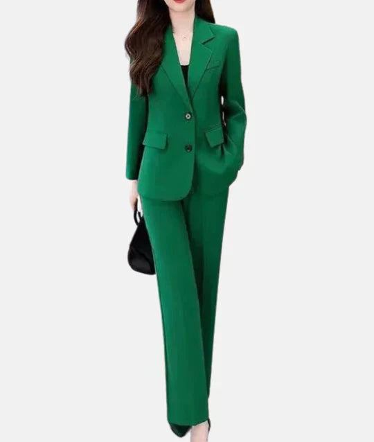 Tailored Blazer and Trouser Suit in a Structured Weave