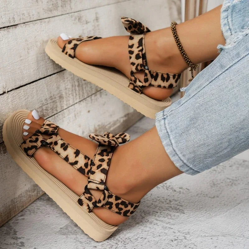 Leopard Print Sandals with Non-Slip Sole for Women