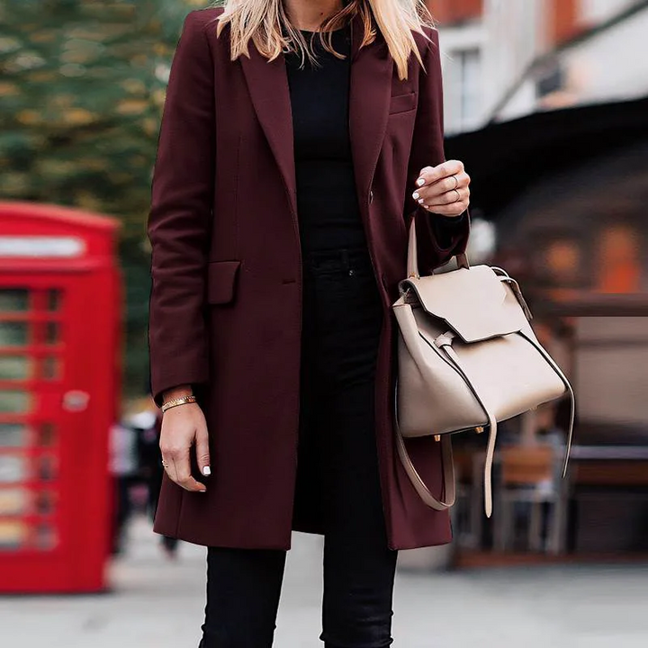 Knot-Accent Trench Coat with Blazer Lapels for Women