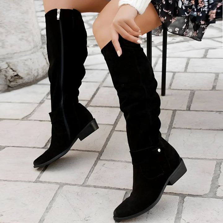 Block Heel Ankle Boots in Smooth Leather - Women's