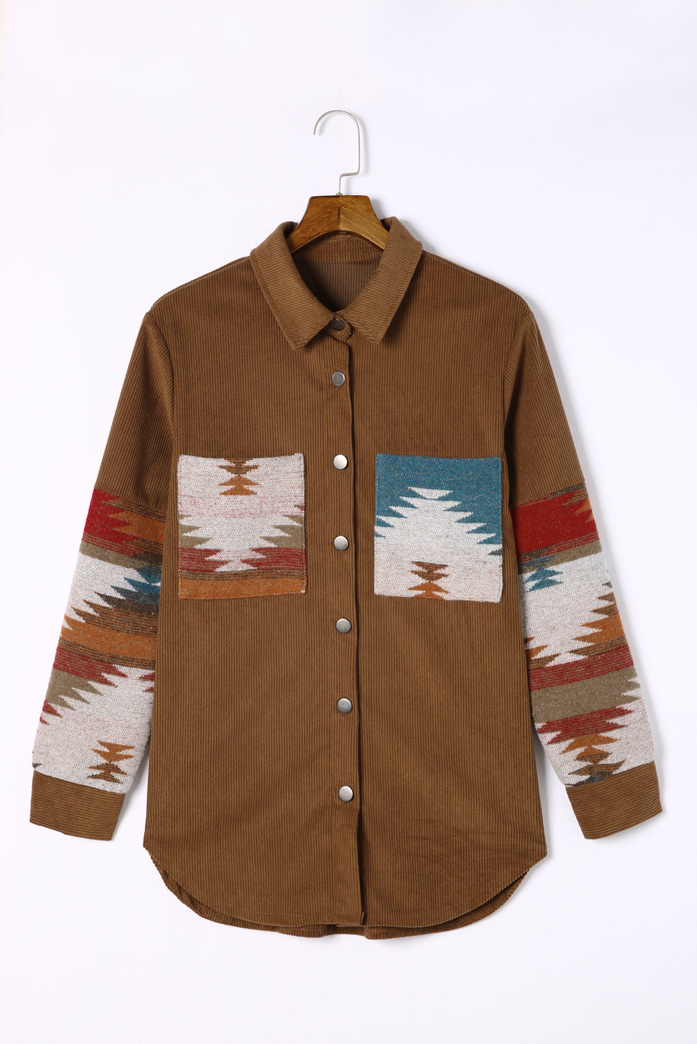Aztec-Inspired Corduroy Jacket in an Oversized Cut