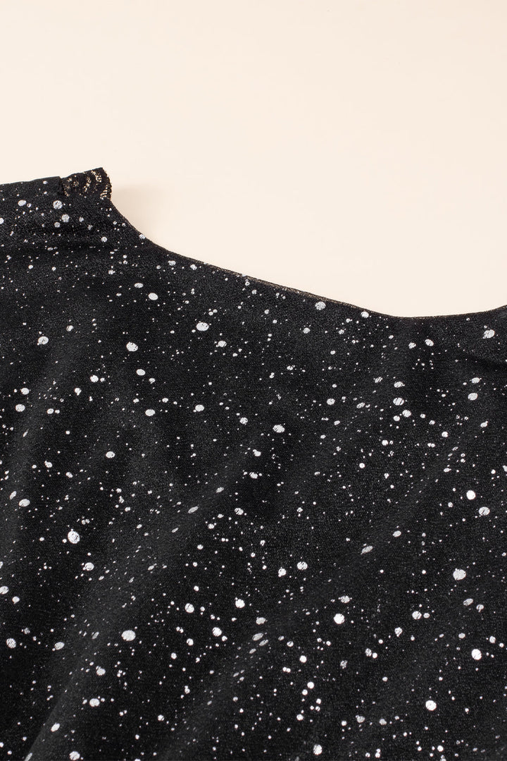 Black Glitter Dress with Mesh Overlay for Party Nights
