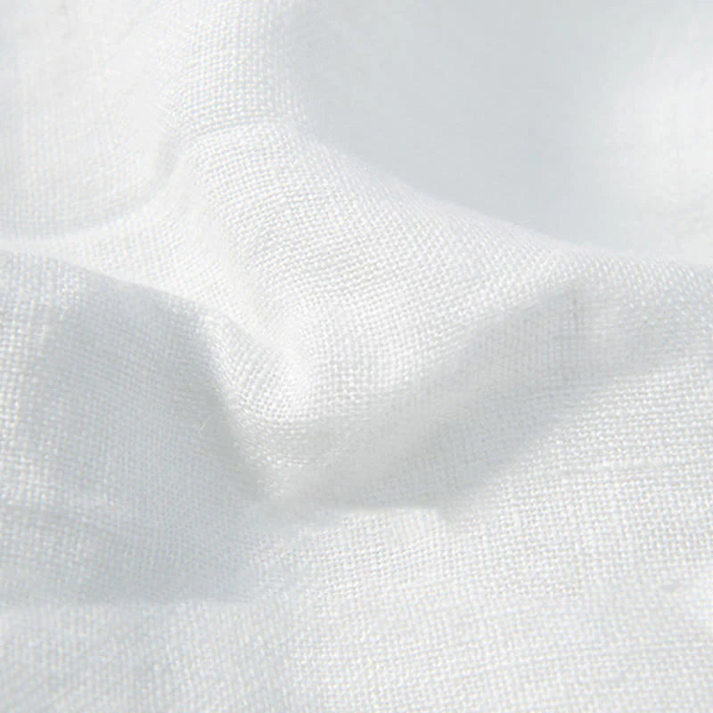 Solid Colour Half-Button Linen Cotton Shirt for Men - gallery