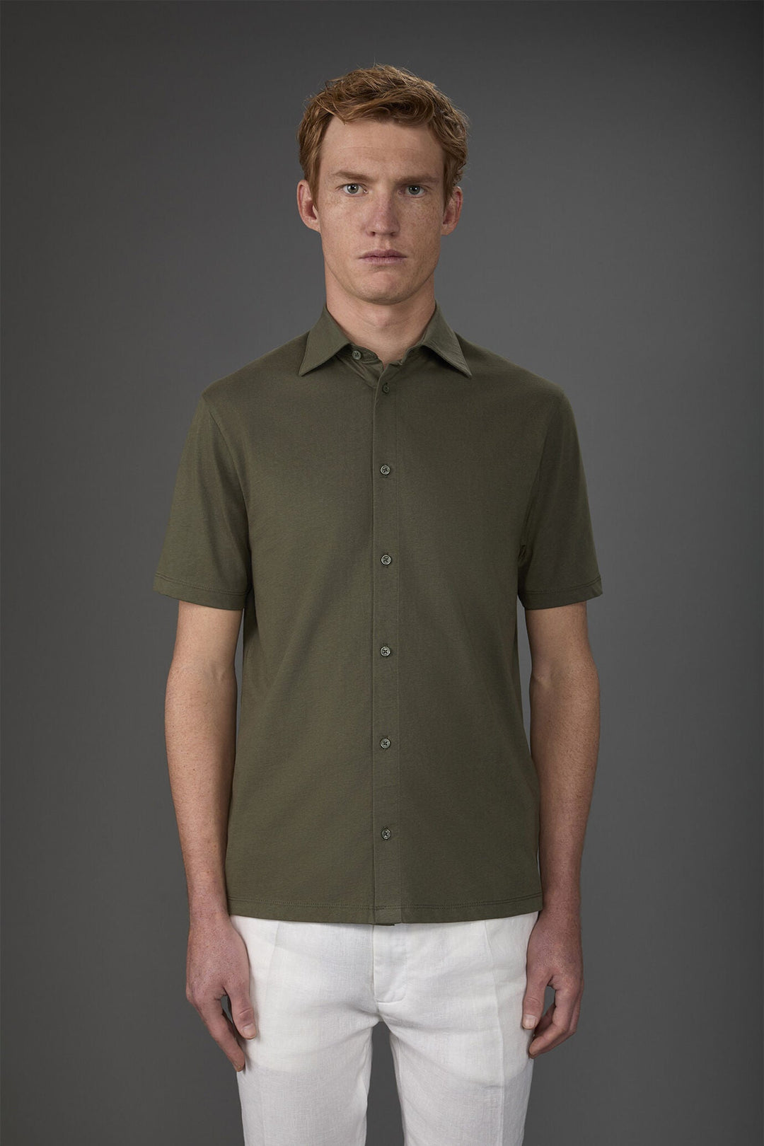 Short-Sleeve Cotton Jersey Polo Shirt for Men — MILITARY