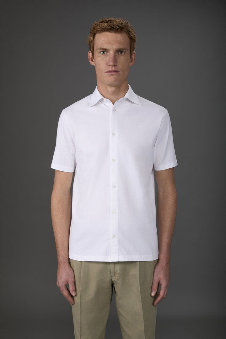Short-Sleeve Cotton Jersey Polo Shirt for Men — WHITE