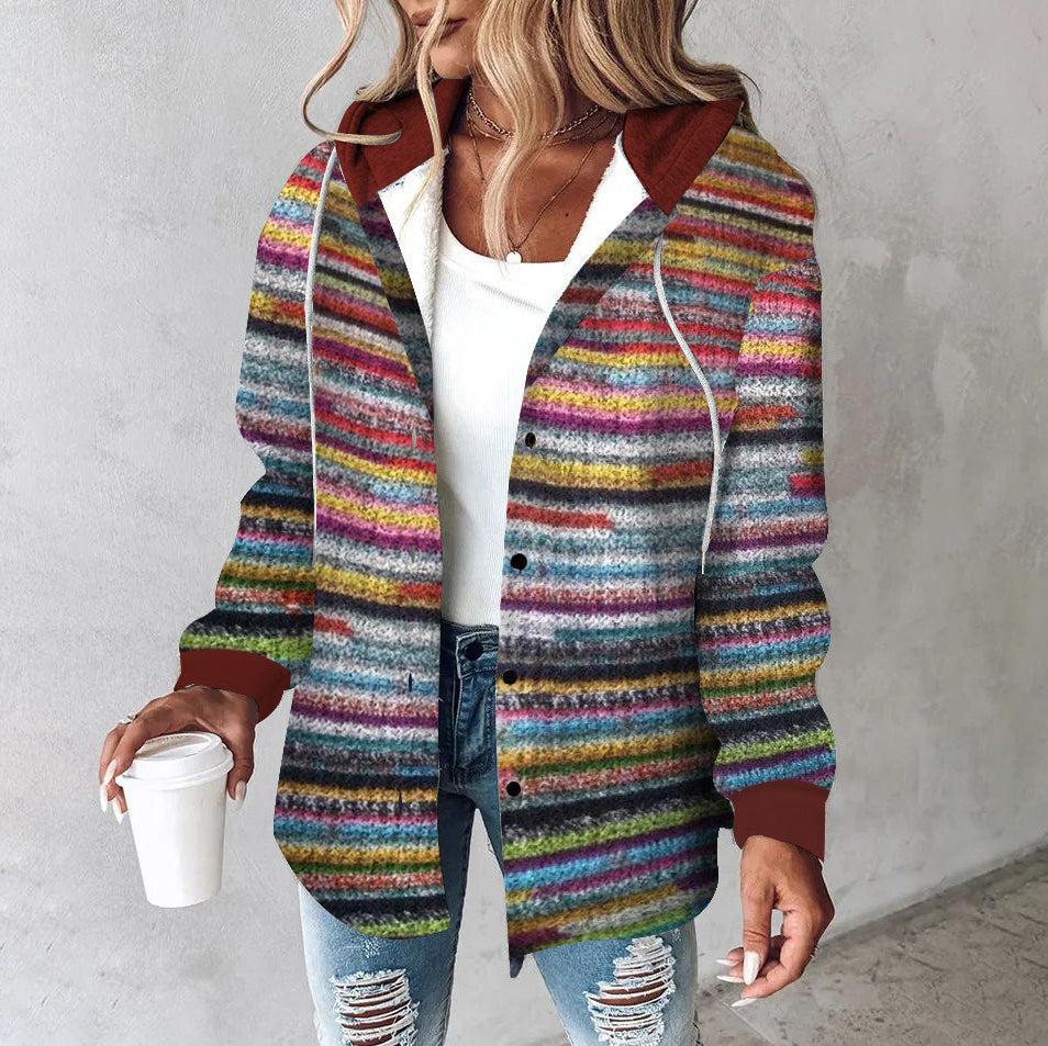 Colourful Knit Hoodie with Oversized Boxy Silhouette