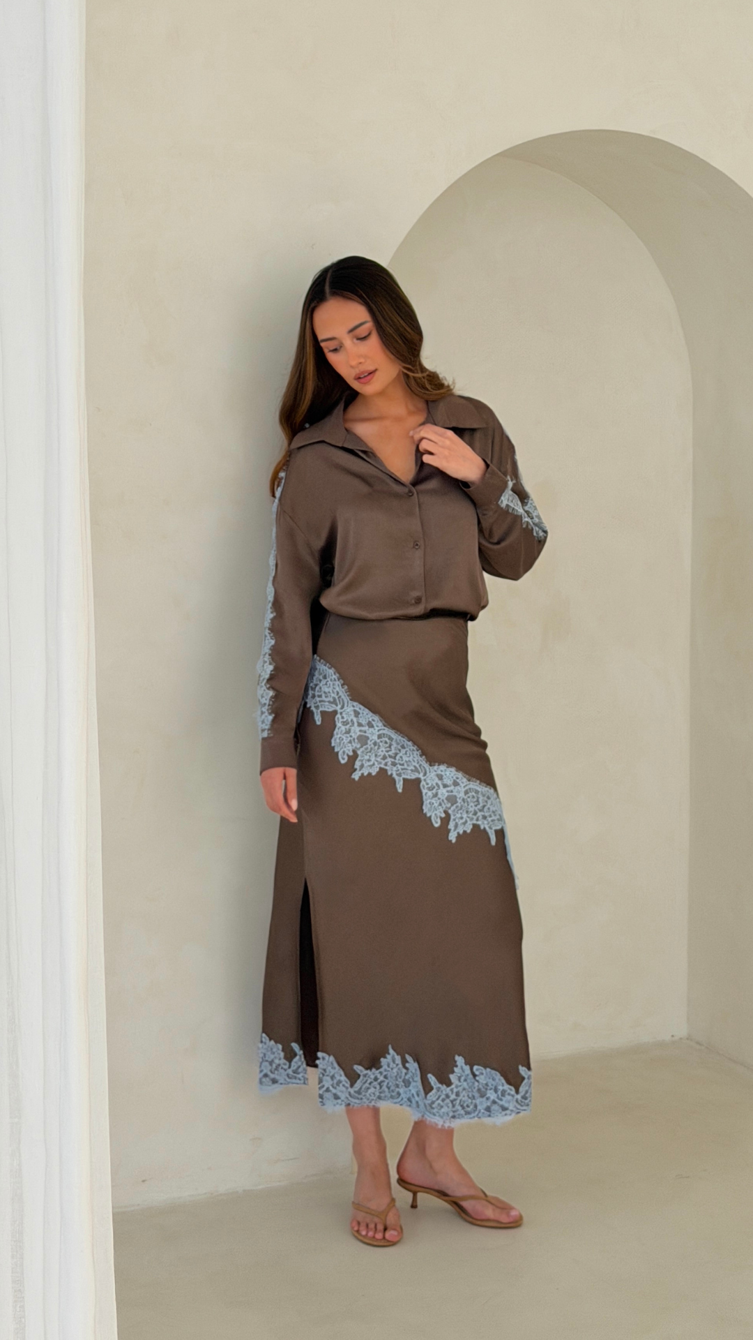 Amara Satin Lace Skirt for Women - gallery