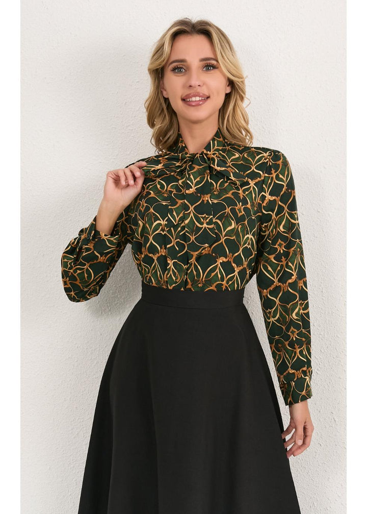 Olive Short Bow Blouse for Women
