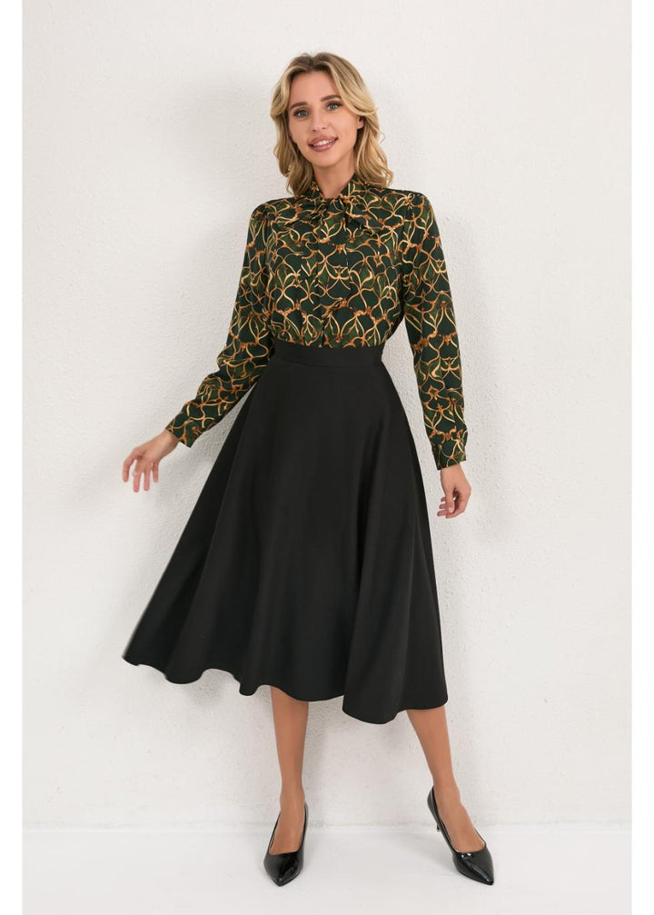 Olive Short Bow Blouse for Women - gallery
