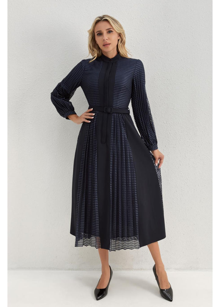 Deep Navy Bloom Midi Dress