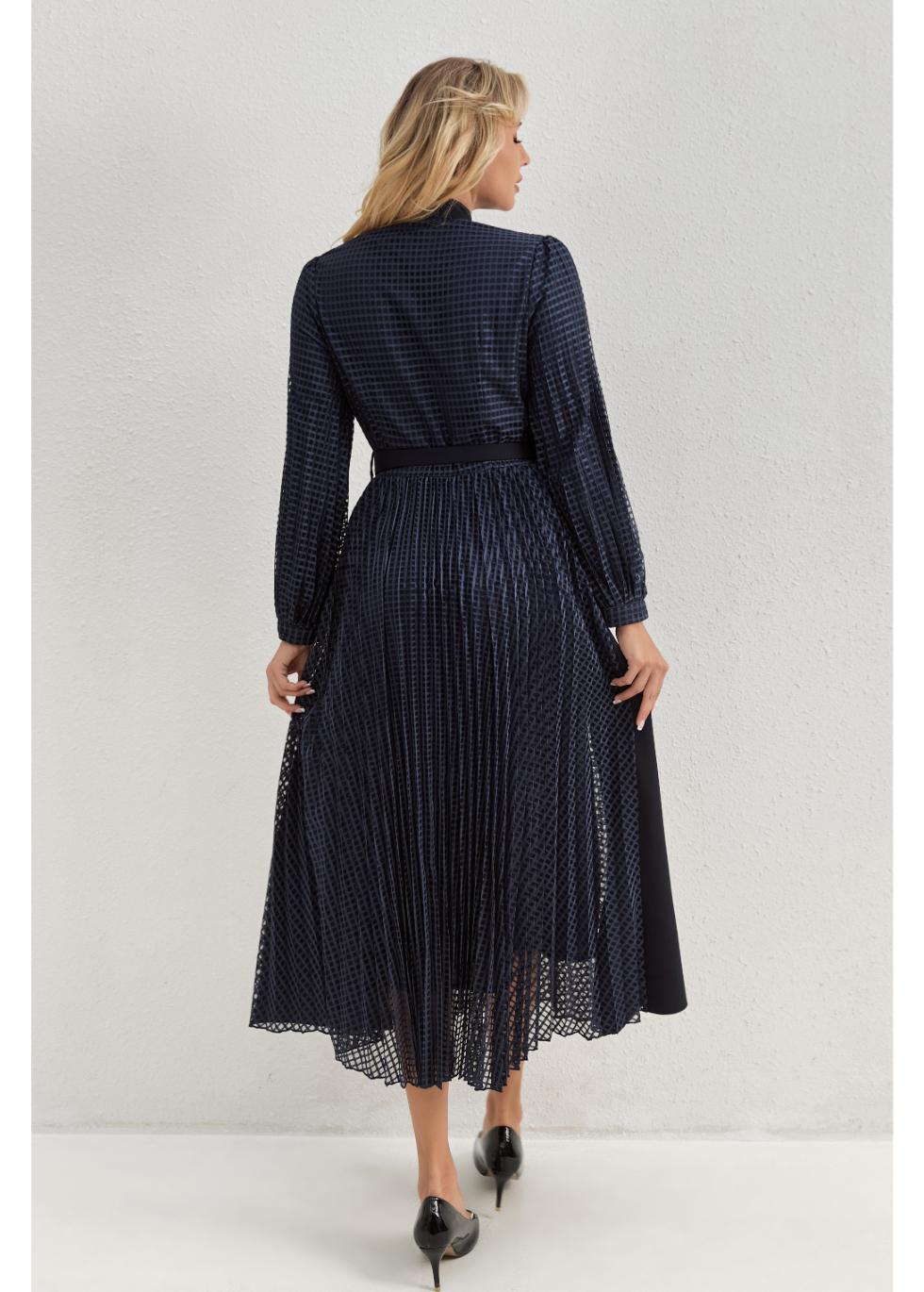 Deep Navy Bloom Midi Dress — gallery