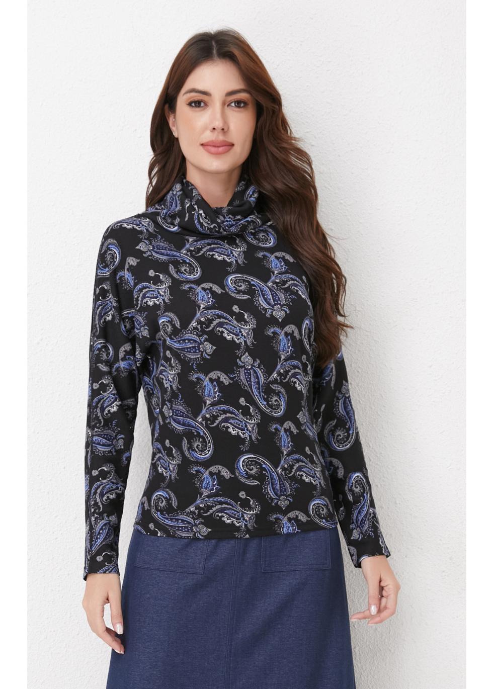 Sapphire Paisley Knit Top for Women - gallery