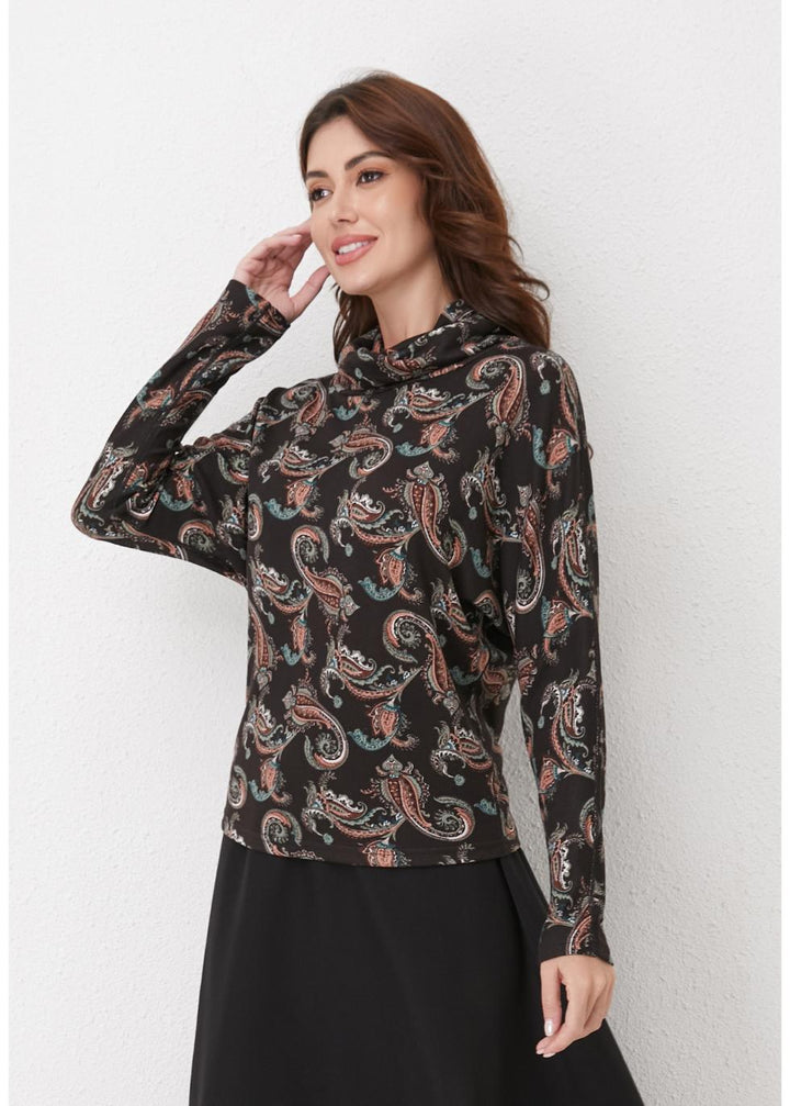 Emerald Paisley Knit Top for Women - gallery