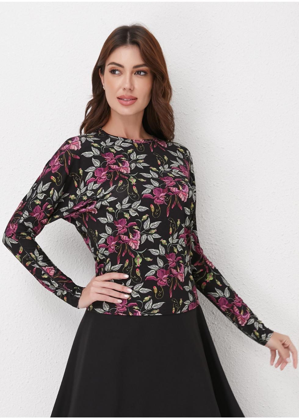 Plum Garden Stretch Knit Top for Women
