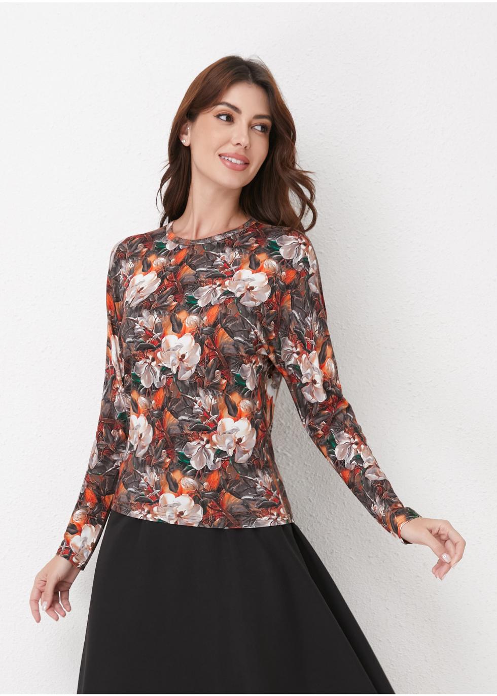 Autumn Bloom Knit Top for Women - gallery