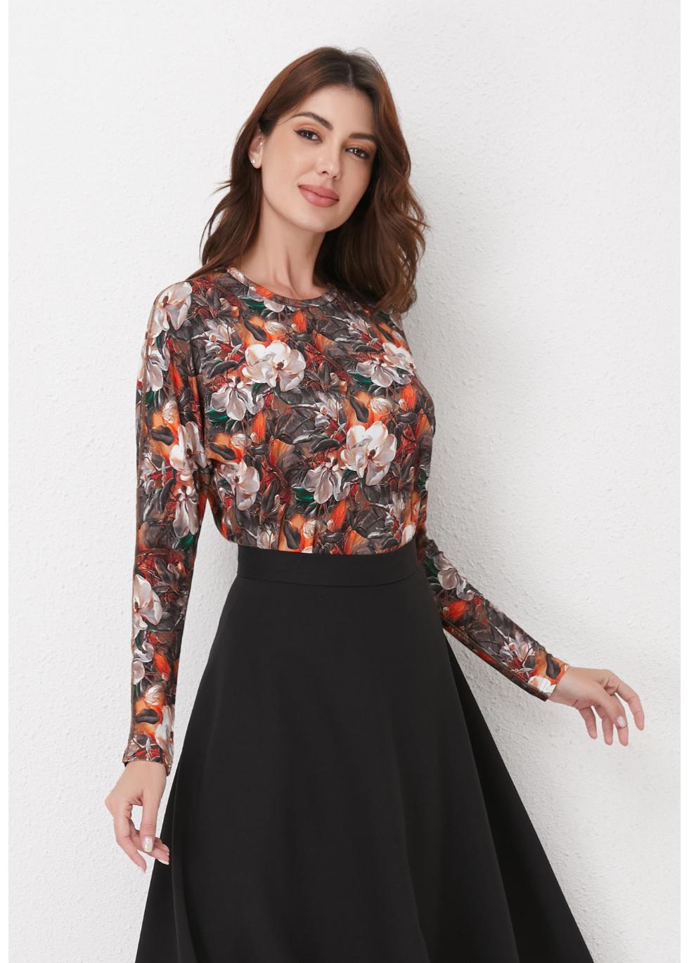 Autumn Bloom Knit Top for Women