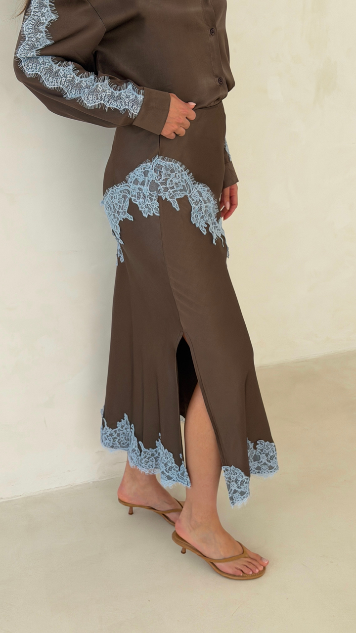 Amara Satin Lace Skirt for Women