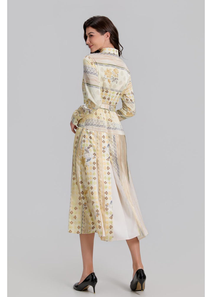 Golden Meadow Pleated Midi Dress — gallery