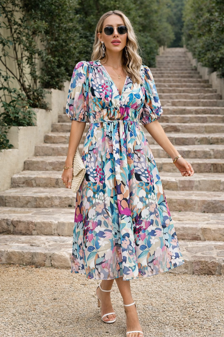 Liora V-Neck Ankle-Length Dress for Women