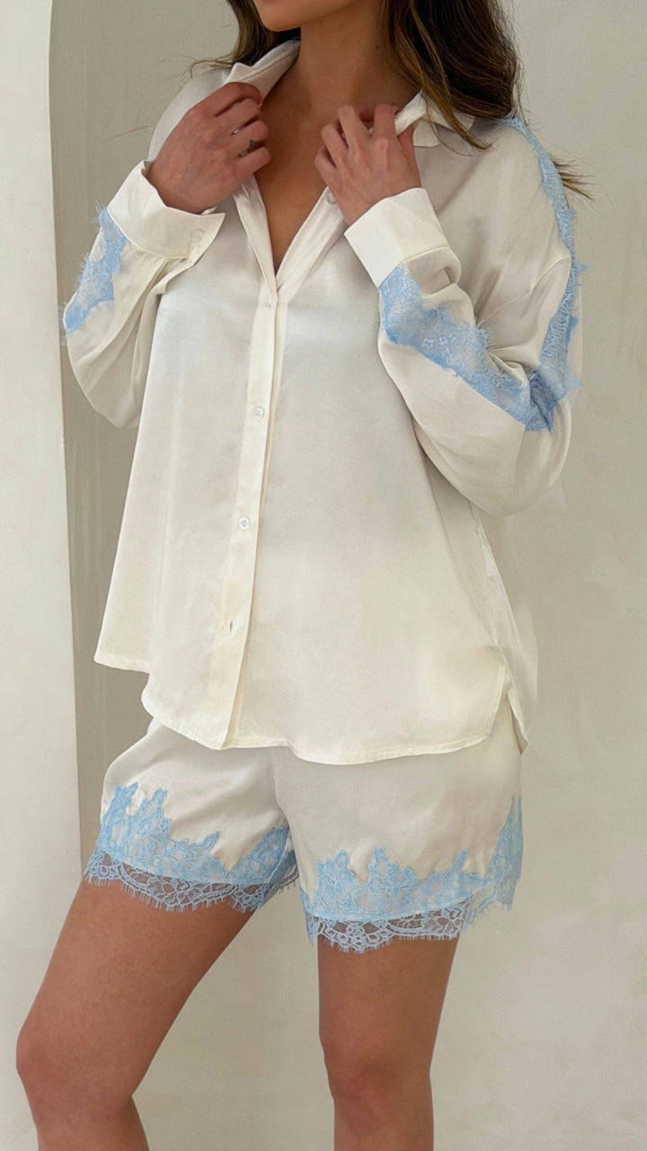 Esme Satin Lace Shirt Top for Women - gallery