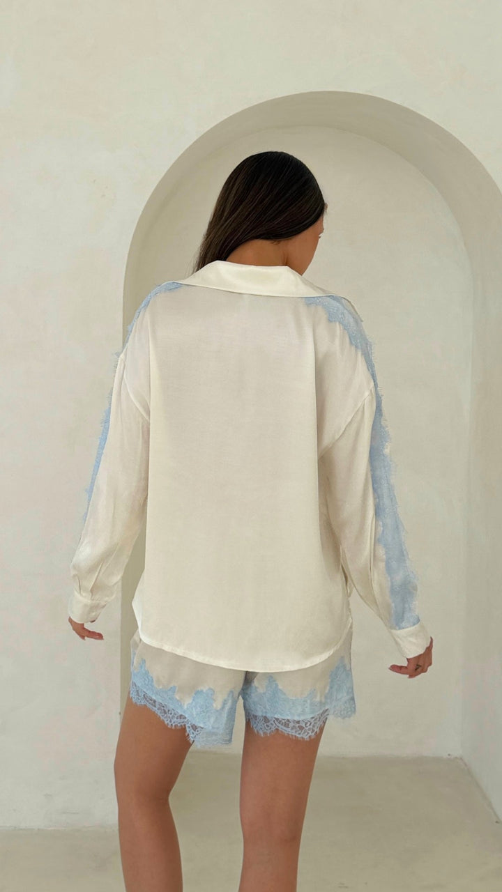 Esme Satin Lace Shirt Top for Women - gallery