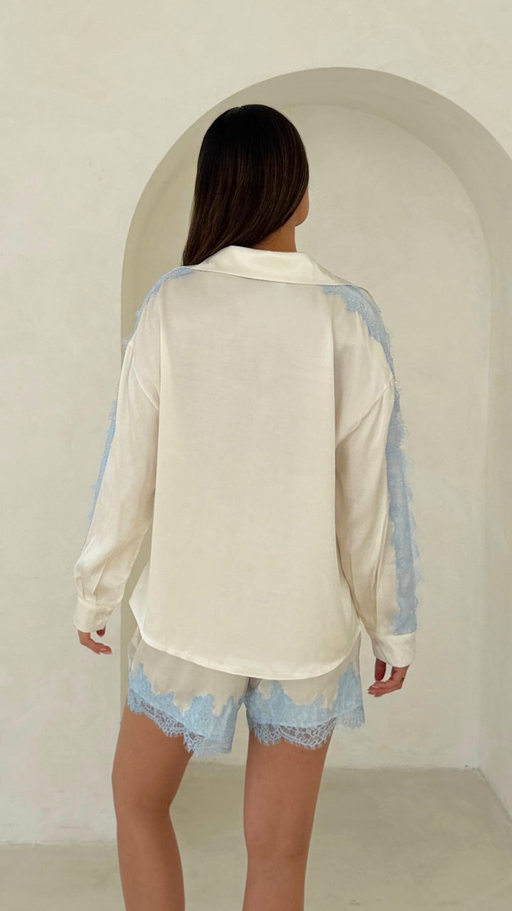 Esme Satin Lace Shirt Top for Women - gallery