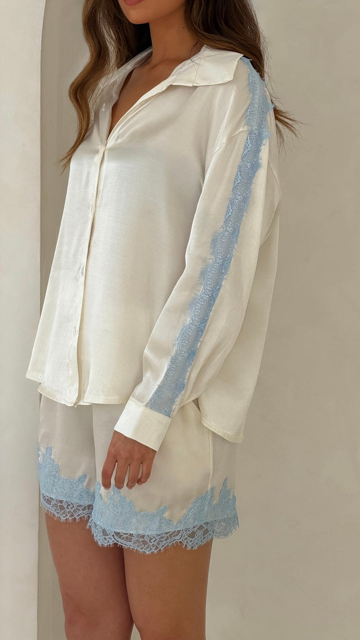Esme Satin Lace Shirt Top for Women - gallery