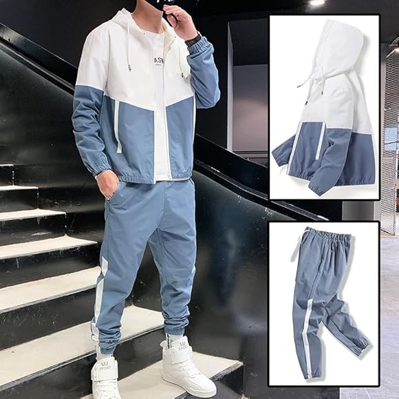 Breathable Hooded Jacket and Joggers Set for Men