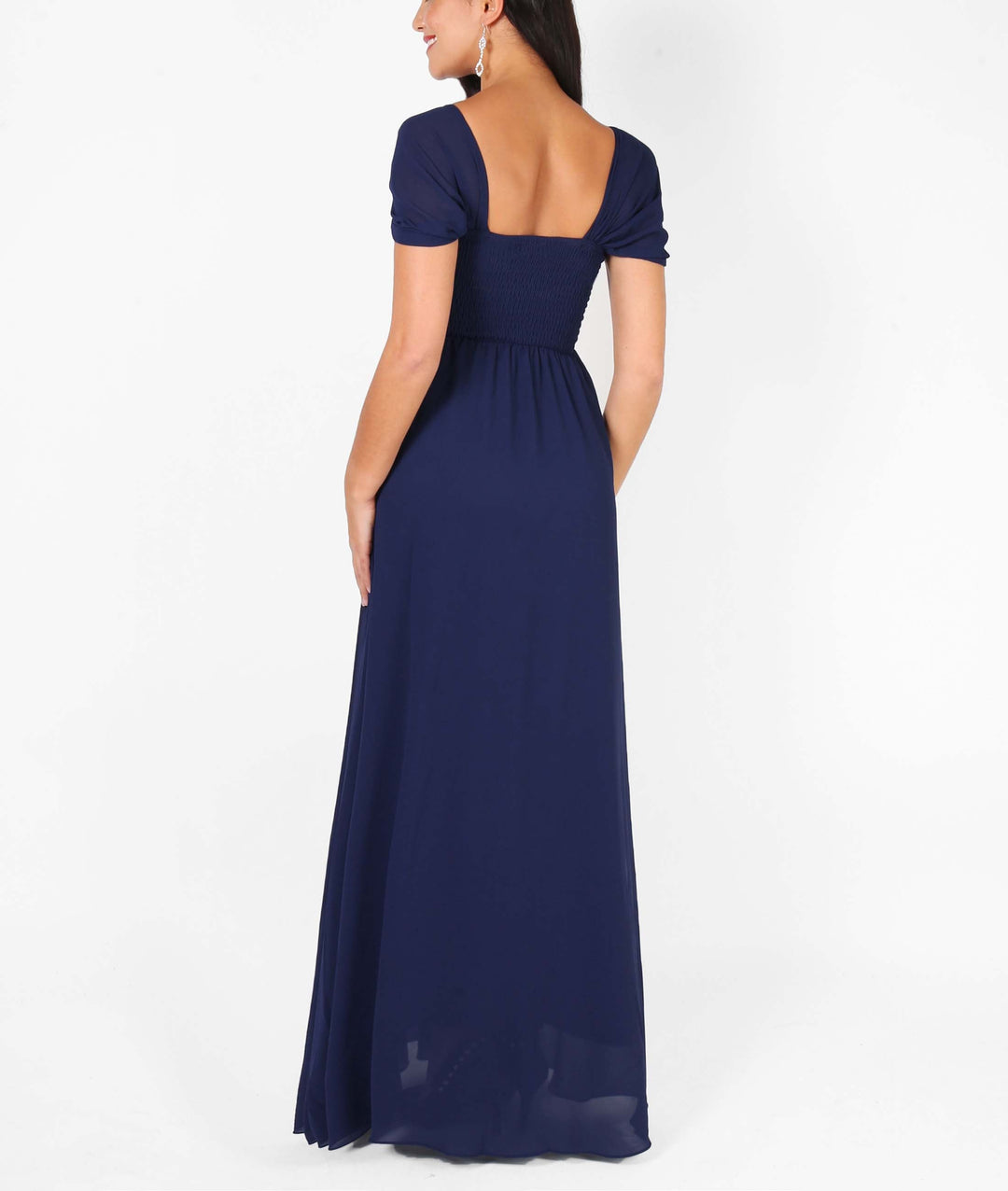 Cap Sleeve Off Shoulder Bridesmaid Dress Navy for Women - gallery