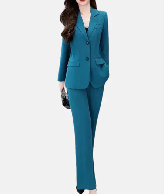 Tailored Blazer and Trouser Suit in a Structured Weave