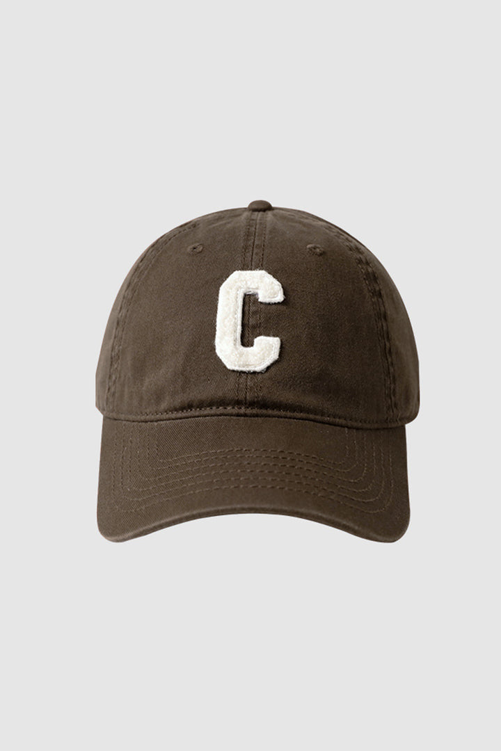 Structured Cotton Baseball Cap with Embroidered Letter C