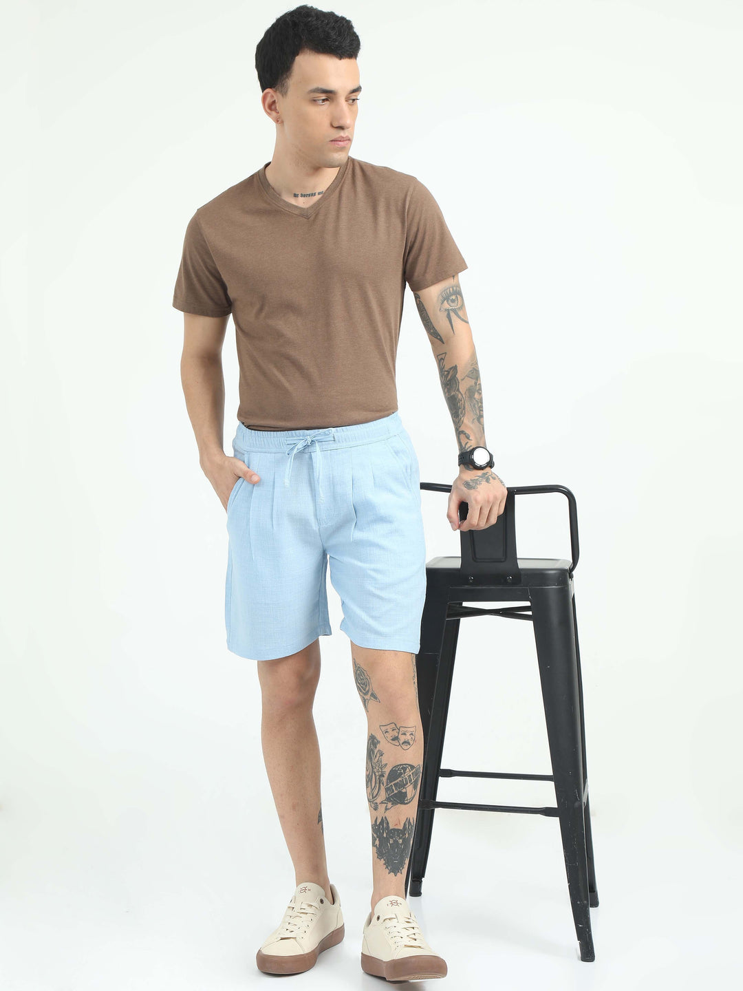 Air Linen Summer Shorts in Sky Blue for Men - gallery