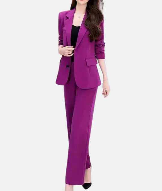 Tailored Blazer and Trouser Suit in a Structured Weave