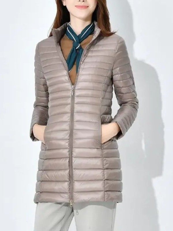 Lightweight Down Jacket with a Fitted Long Line
