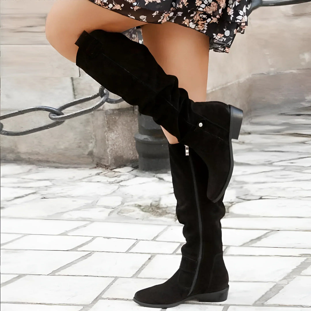 Block Heel Ankle Boots in Smooth Leather - Women's