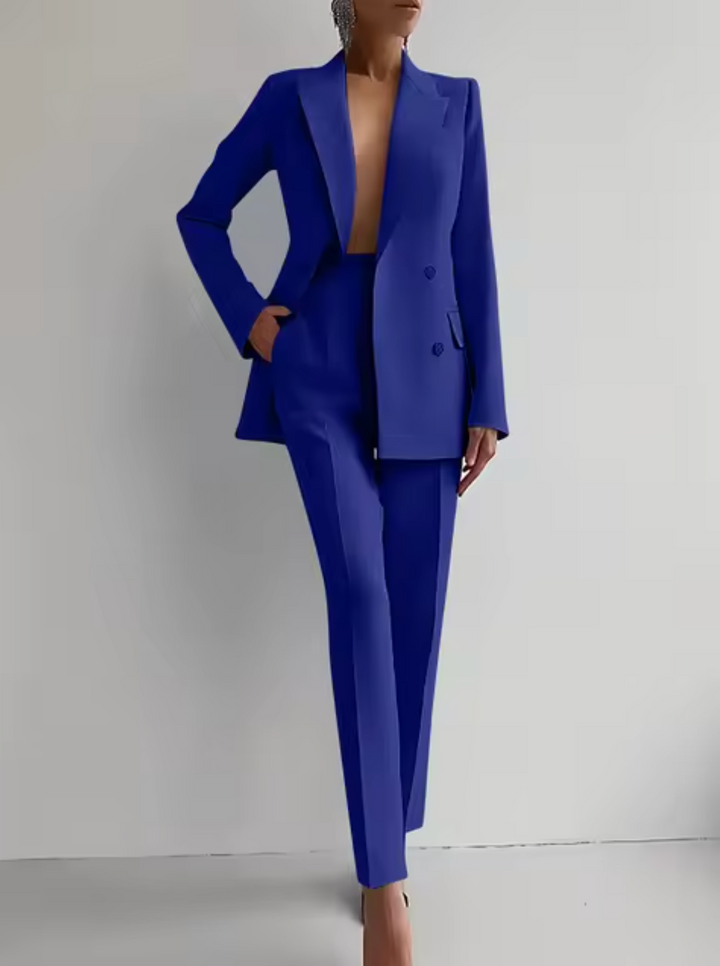 Elegant Blazer and Pants Set for Trousers for Women - Blue