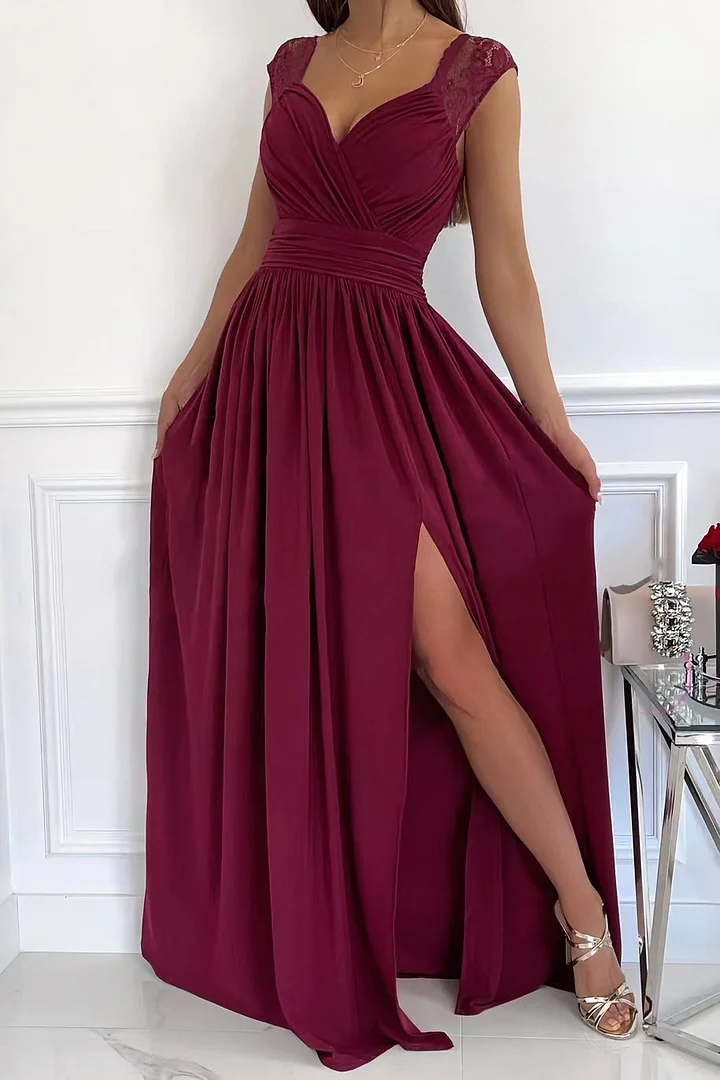 Lace Sleeveless Dress with Hem and Back Cutouts