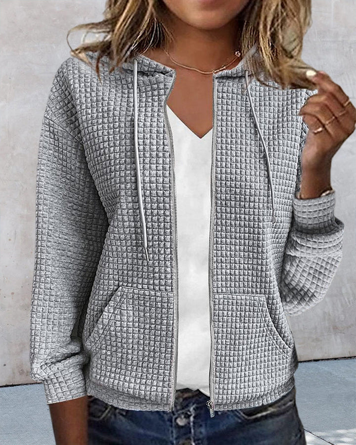 Women's Hooded Zip-Up Cardigan for Layering in Autumn