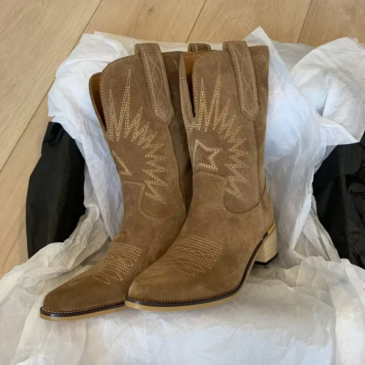 Retro Embroidered Ankle Boots in Western Style